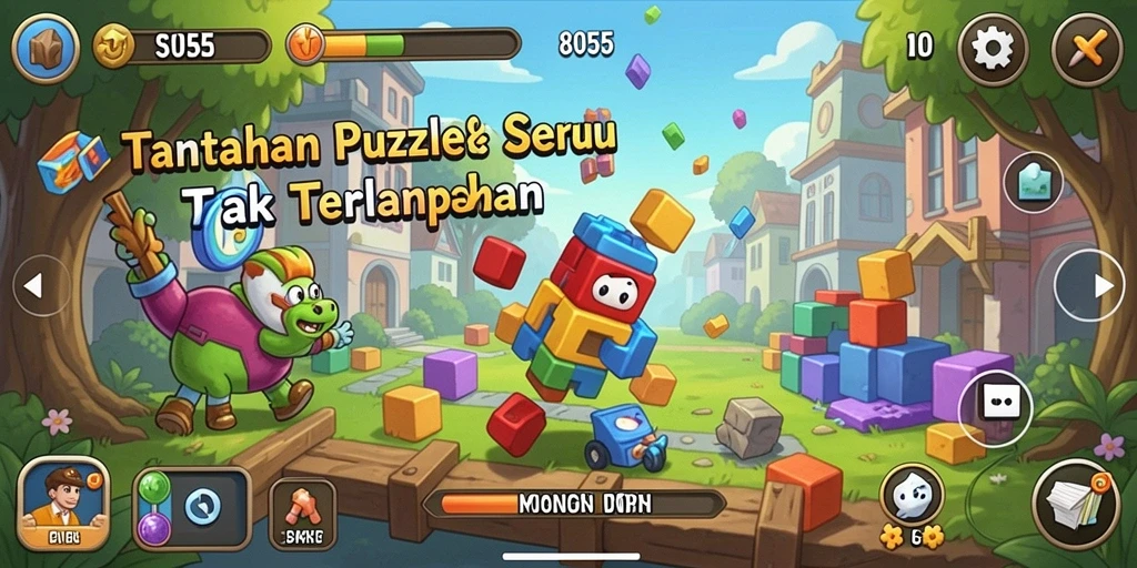 Tampilan gameplay 8055 dengan teka-teki yang menarik.