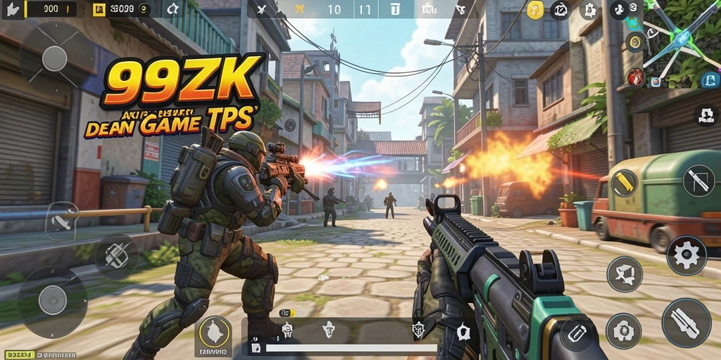 Screenshot gameplay 99ZK menampilkan aksi tembak-menembak yang seru.