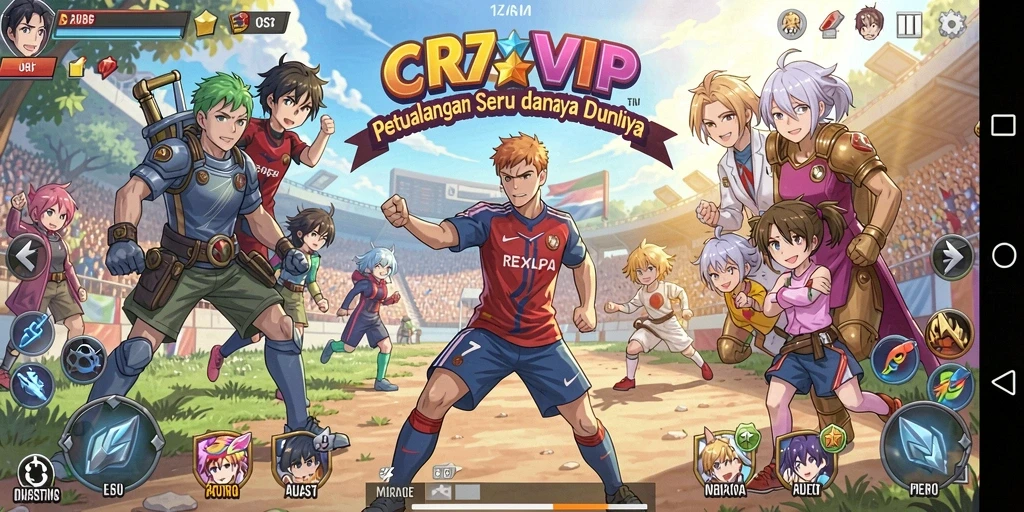 Screenshot game CR7VIP menampilkan momen seru dalam pertempuran anime.