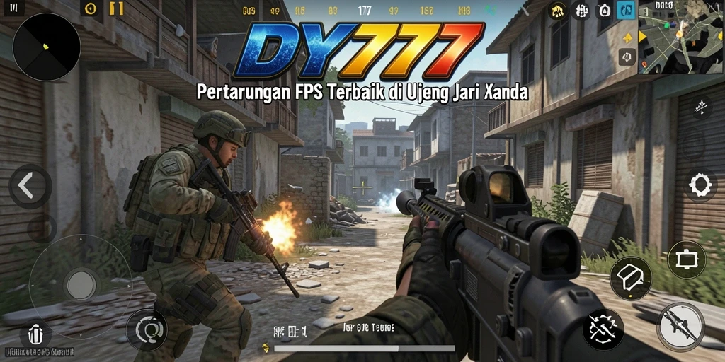 Screenshot utama DY777 menampilkan aksi mendebarkan game FPS.