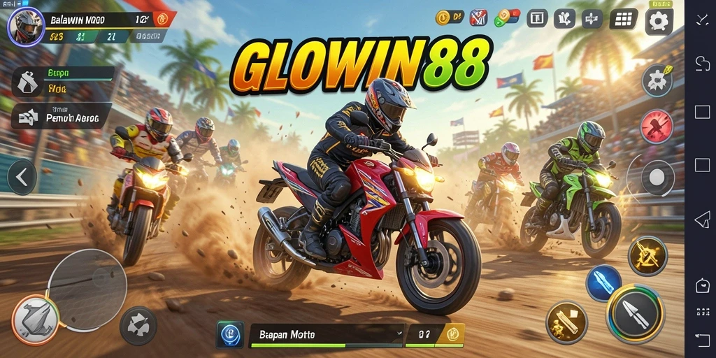 Tampilan penuh aksi balapan motor di GLOWIN88.
