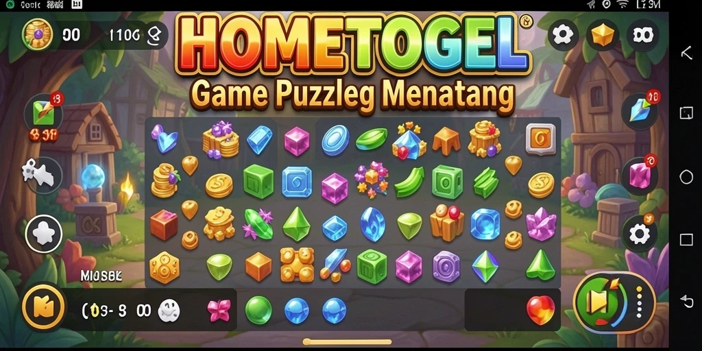 Screenshot gameplay HOMETOGEL menunjukkan tingkat keseruan dan tantangan puzzle.
