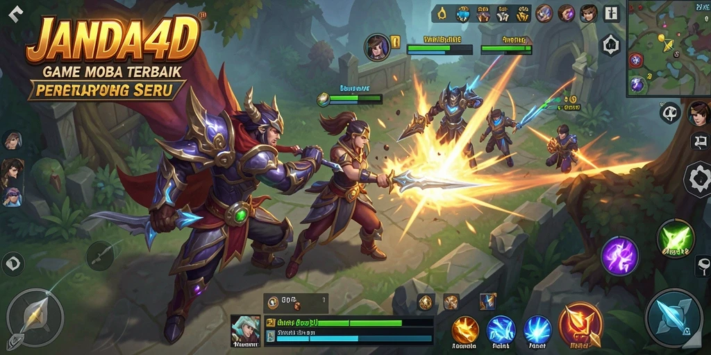 Tampilan gameplay seru dari JANDA4D dengan pertarungan tim yang intens.