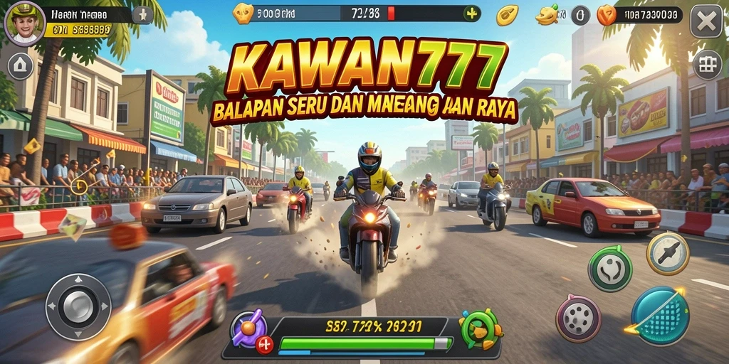 Tampilan gameplay Racing KAWAN777 yang intens dan menegangkan.