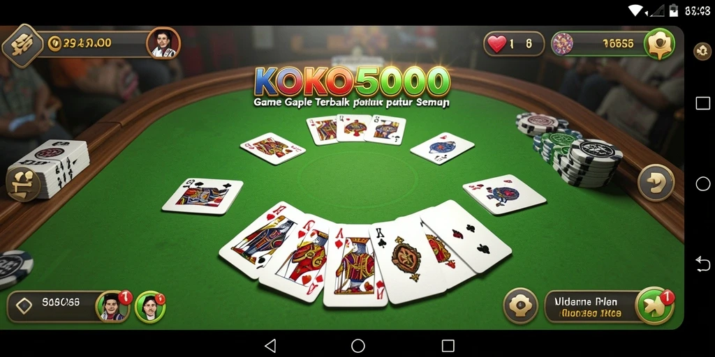 Screenshot KOKO5000 menampilkan gameplay seru permainan Gaple.