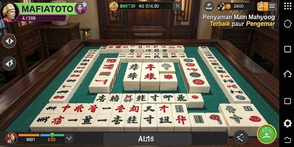 Screenshot MAFIATOTO menampilkan gameplay Mahjong yang seru dan interaktif.