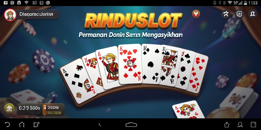 Tampilan permainan Domino RINDUSLOT dengan grafis yang menarik.