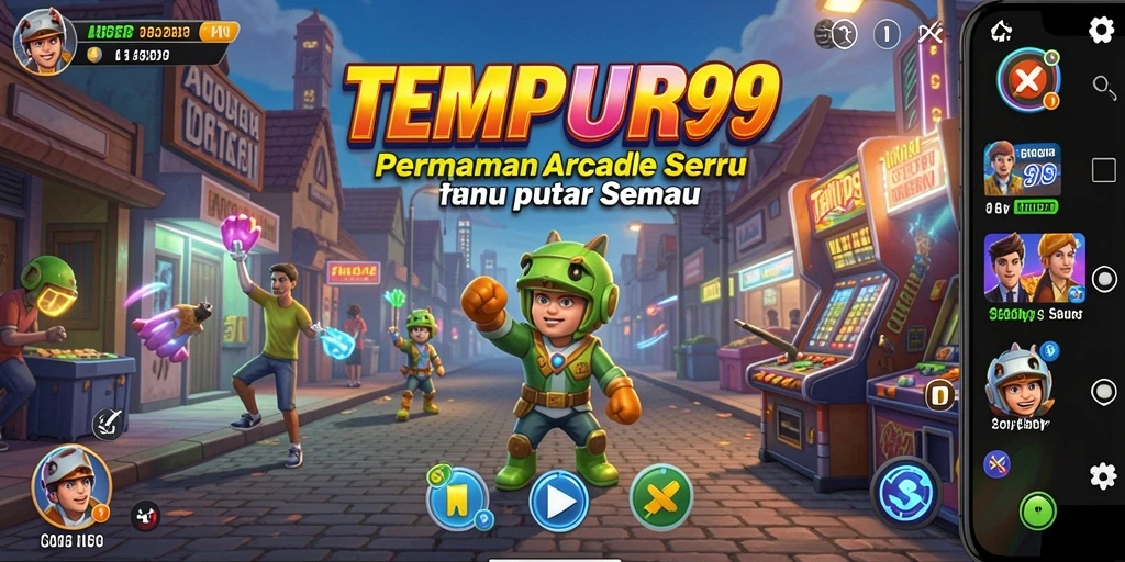 Tangkapan layar utama gameplay TEMPUR99 dengan aksi seru dan animasi menarik.