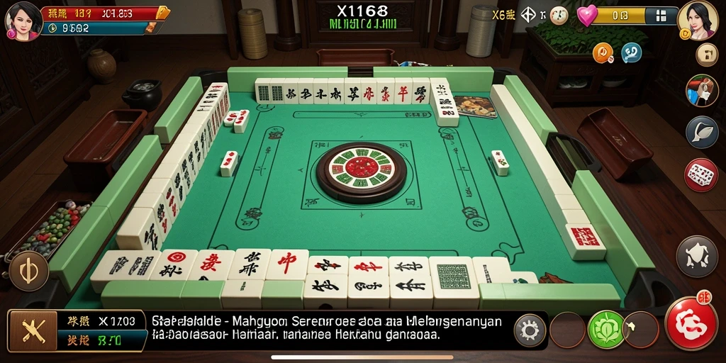 Gameplay X168 yang menarik dalam permainan Mahjong.