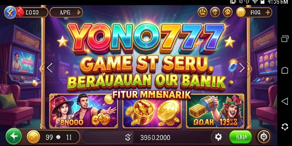 Screenshot gameplay YONO777 menampilkan mesin slot yang penuh warna.